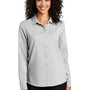 Port Authority Womens Performance Moisture Wicking Long Sleeve Button Down Shirt - Silver Grey - Closeout