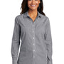 Port Authority Womens Broadcloth Gingham Wrinkle Resistant Long Sleeve Button Down Shirt - Black/White - Closeout