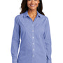 Port Authority Womens Broadcloth Gingham Wrinkle Resistant Long Sleeve Button Down Shirt - True Royal Blue/White - Closeout