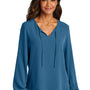 Port Authority Womens Textured Crepe Long Sleeve Blouse - Aegean Blue