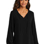 Port Authority Womens Textured Crepe Long Sleeve Blouse - Deep Black