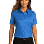 Port Authority Womens SuperPro Wrinkle Resistant React Short Sleeve Button Down Shirt - Strong Blue - Closeout