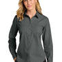 Port Authority Womens Nailhead Easy Care Long Sleeve Button Down Shirt - Deep Black