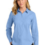 Port Authority Womens Nailhead Easy Care Long Sleeve Button Down Shirt - Swiss Blue