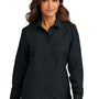 Port Authority Womens Daybreak Moisture Wicking Long Sleeve Button Down Shirt w/ Pockets - Deep Black