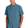 Mercer+Mettle Mens UV Capital Tech Moisture Wicking Short Sleeve Button Down Shirt w/ Pocket - Harbor Blue
