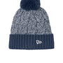 New Era Hats Mens Marled Knit Pom Beanie - Deep Navy Blue/Grey/White - COMING SOON