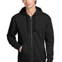 New Era Mens Heritage Fleece Full Zip Hooded Sweatshirt Hoodie w/ Pockets - Black