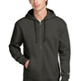 New Era Mens Heritage Fleece Full Zip Hooded Sweatshirt Hoodie w/ Pockets - Graphite Grey