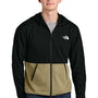 The North Face Mens Double Knit Full Zip Hooded Sweatshirt Hoodie w/ Pockets - Khaki Stone/Black