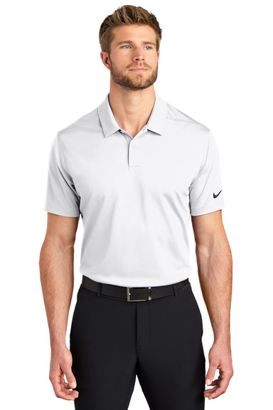 Nike NKBV6042 Mens Essential Dri-Fit Moisture Wicking Short Sleeve Polo Shirt White Model Front