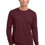 Next Level Mens Fine Jersey Long Sleeve Crewneck T-Shirt - Maroon