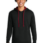 Next Level Mens French Terry Fleece Hooded Sweatshirt Hoodie w/ Pouch Pocket - Black/Red