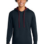 Next Level Mens French Terry Fleece Hooded Sweatshirt Hoodie w/ Pouch Pocket - Midnight Navy Blue/Cardinal Red