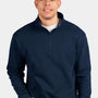 Next Level Mens Fleece 1/4 Zip Sweatshirt - Midnight Navy Blue