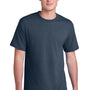 Port & Company Mens Core Blend Recycled Short Sleeve Crewneck T-Shirt - Heather Navy Blue