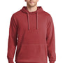 Port & Company Mens Beach Wash Fleece Hooded Sweatshirt Hoodie w/ Pouch Pocket - Rock Red