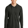 Port & Company Mens Beach Wash Garment Dyed Long Sleeve Hooded T-Shirt Hoodie - Black