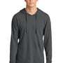 Port & Company Mens Beach Wash Garment Dyed Long Sleeve Hooded T-Shirt Hoodie - Coal Grey