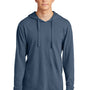 Port & Company Mens Beach Wash Garment Dyed Long Sleeve Hooded T-Shirt Hoodie - Denim Blue