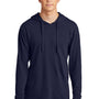 Port & Company Mens Beach Wash Garment Dyed Long Sleeve Hooded T-Shirt Hoodie - True Navy Blue