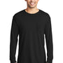 Port & Company Mens Beach Wash Long Sleeve Crewneck T-Shirt w/ Pocket - Black - Closeout