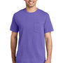 Port & Company Mens Beach Wash Short Sleeve Crewneck T-Shirt w/ Pocket - Amethyst Purple - Closeout