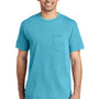 Port & Company Mens Beach Wash Short Sleeve Crewneck T-Shirt w/ Pocket - Tidal Wave Blue - Closeout