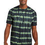 Port & Company Mens Allover Stripe Tie-Dye Short Sleeve Crewneck T-Shirt - Green Tea/Black