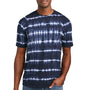 Port & Company Mens Allover Stripe Tie-Dye Short Sleeve Crewneck T-Shirt - True Navy Blue/White