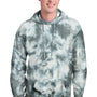 Port & Company Mens Crystal Tie-Dye Hooded Sweatshirt Hoodie w/ Pouch Pocket - Grey