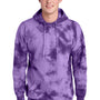 Port & Company Mens Crystal Tie-Dye Hooded Sweatshirt Hoodie w/ Pouch Pocket - Purple