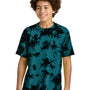 Port & Company Youth Crystal Tie-Dye Short Sleeve Crewneck T-Shirt - Black/Teal