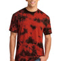 Port & Company Mens Crystal Tie-Dye Short Sleeve Crewneck T-Shirt - Black/Red