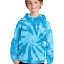 Port & Company Youth Tie-Dye Fleece Hooded Sweatshirt Hoodie w/ Pouch Pocket - Turquoise Blue