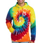 Port & Company Mens Tie-Dye Fleece Hooded Sweatshirt Hoodie w/ Pouch Pocket - Rainbow