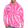 Port & Company Mens Tie-Dye Fleece Hooded Sweatshirt Hoodie w/ Pouch Pocket - Pink