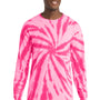 Port & Company Mens Tie-Dye Long Sleeve Crewneck T-Shirt - Pink