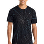 Port & Company Mens Tie-Dye Short Sleeve Crewneck T-Shirt - Black Galaxy Spiral