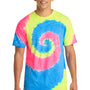 Port & Company Mens Tie-Dye Short Sleeve Crewneck T-Shirt - Neon Rainbow