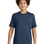 Port & Company Youth CVC Short Sleeve Crewneck T-Shirt - Heather Team Navy Blue