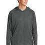 Port & Company Mens DryZone Performance Moisture Wicking Long Sleeve Hooded T-Shirt Hoodie - Charcoal Grey