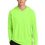 Port & Company Mens DryZone Performance Moisture Wicking Long Sleeve Hooded T-Shirt Hoodie - Neon Green - NEW