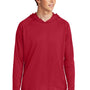 Port & Company Mens DryZone Performance Moisture Wicking Long Sleeve Hooded T-Shirt Hoodie - Red