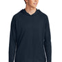 Port & Company Mens DryZone Performance Moisture Wicking Long Sleeve Hooded T-Shirt Hoodie - True Navy Blue