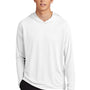 Port & Company Mens DryZone Performance Moisture Wicking Long Sleeve Hooded T-Shirt Hoodie - White