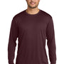 Port & Company Mens Dry Zone Performance Moisture Wicking Long Sleeve Crewneck T-Shirt - Athletic Maroon