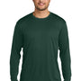 Port & Company Mens Dry Zone Performance Moisture Wicking Long Sleeve Crewneck T-Shirt - Dark Green