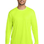 Port & Company Mens Dry Zone Performance Moisture Wicking Long Sleeve Crewneck T-Shirt - Neon Yellow