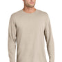 Port & Company Mens Easy Long Sleeve Crewneck T-Shirt - Light Sand Brown - COMING SOON